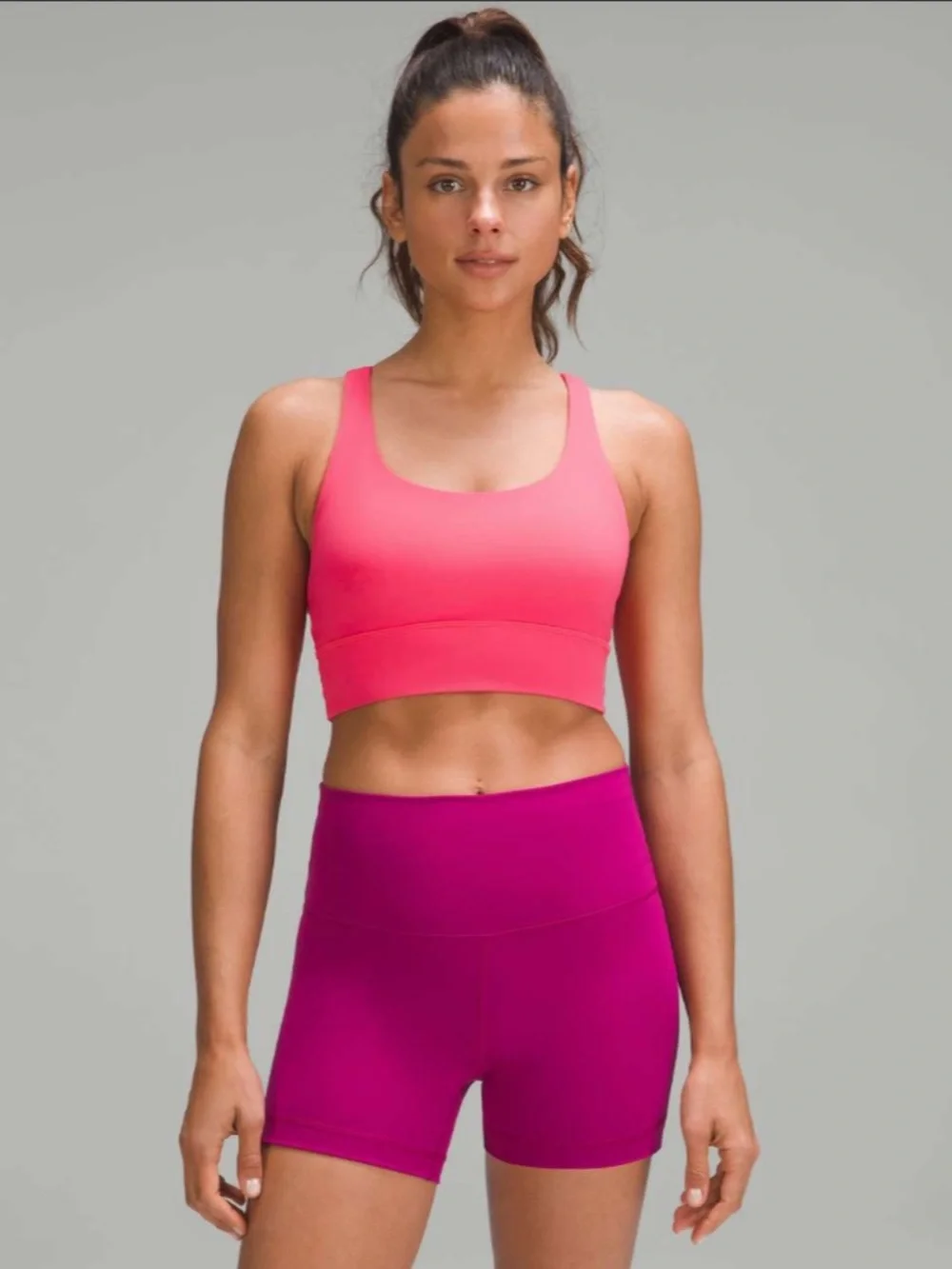 Lululemon Energy Longline Bra Size 12 B-D Cups Lip Gloss Pink W2AVOS Luxtreme